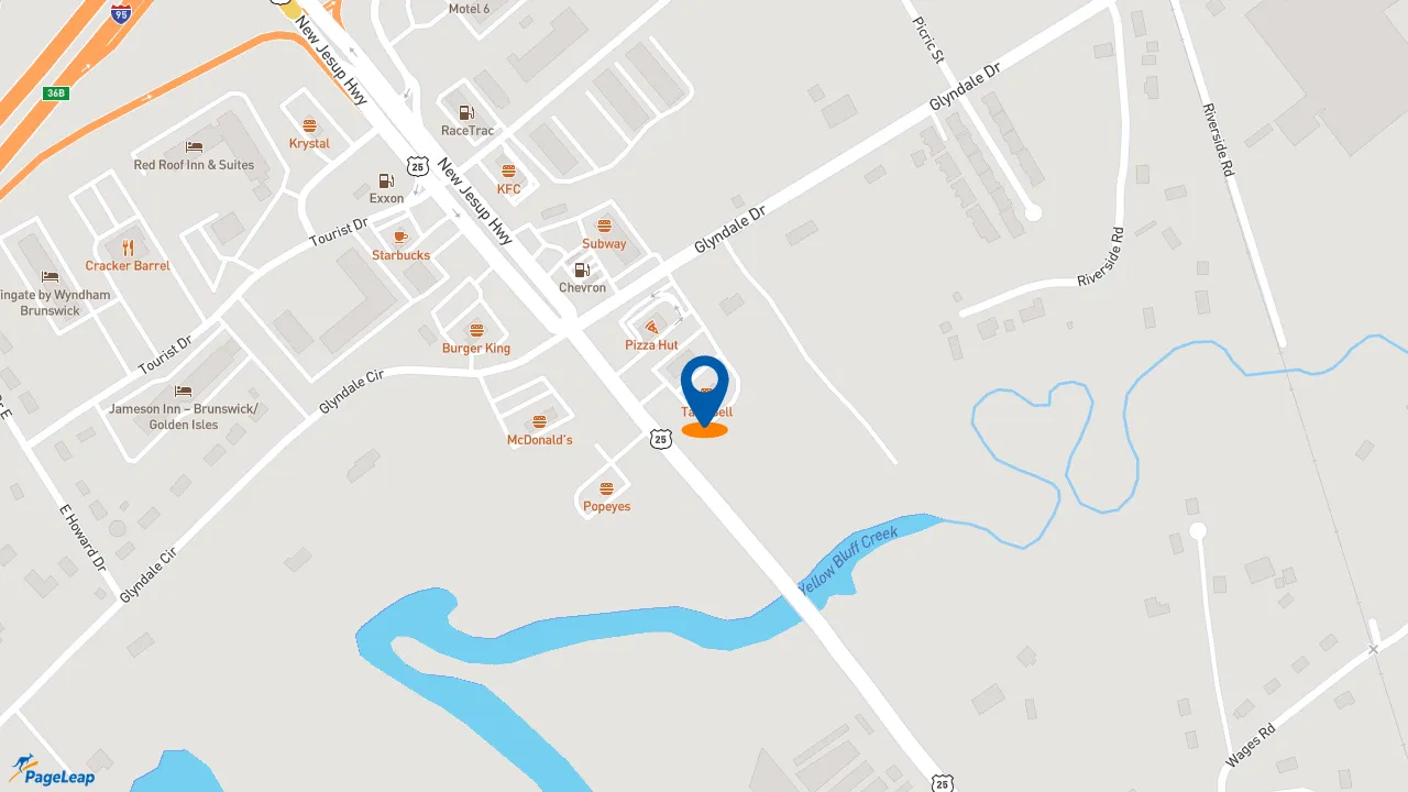 https://pageleap.com map showing location of Taco Bell in Brunswick.