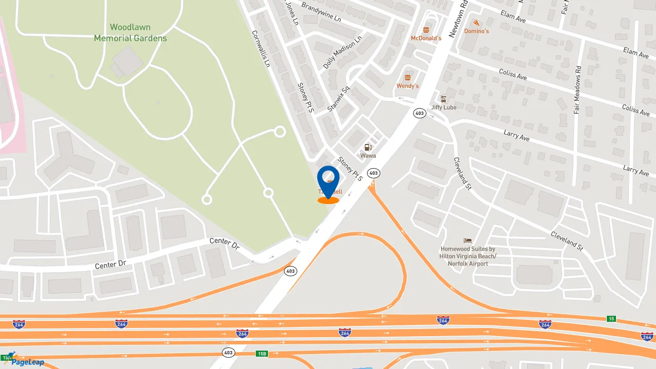 https://pageleap.com map showing location of Taco Bell in Norfolk.