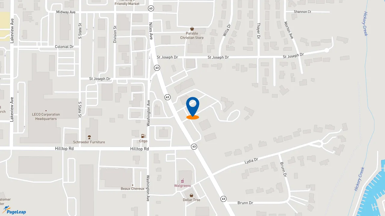 https://pageleap.com map showing location of Taco Bell in Saint Joseph.