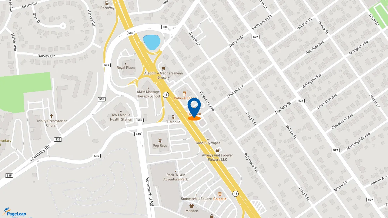 https://pageleap.com map showing location of Taco Bell in East Brunswick.