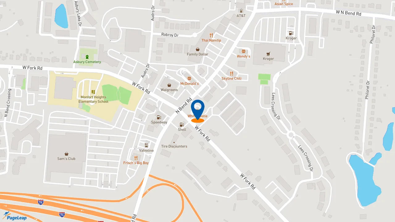 https://pageleap.com map showing location of Taco Bell in Cincinnati.