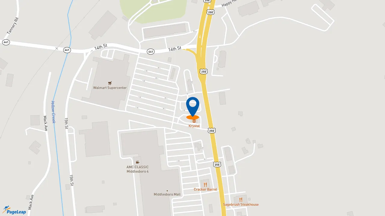 https://pageleap.com map showing location of Taco Bell in Middlesboro.
