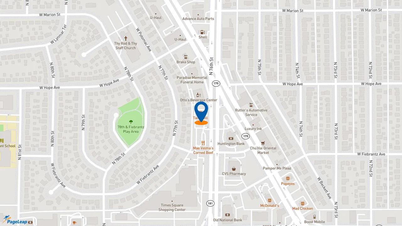 https://pageleap.com map showing location of Taco Bell in Milwaukee.