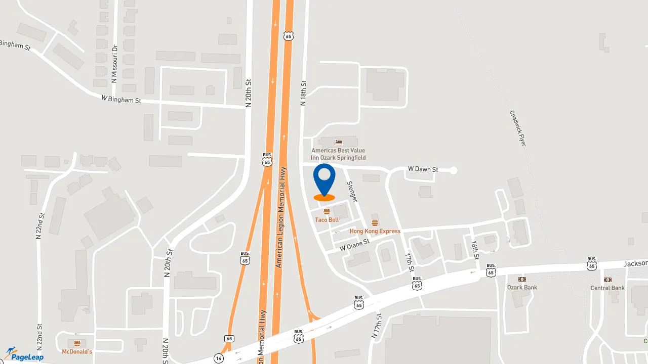 https://pageleap.com map showing location of Taco Bell in Ozark.
