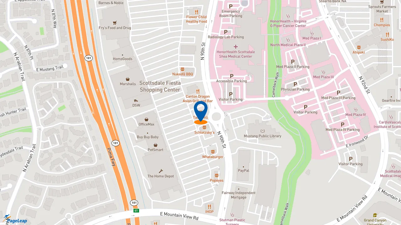 https://pageleap.com map showing location of Taco Bell in Scottsdale.
