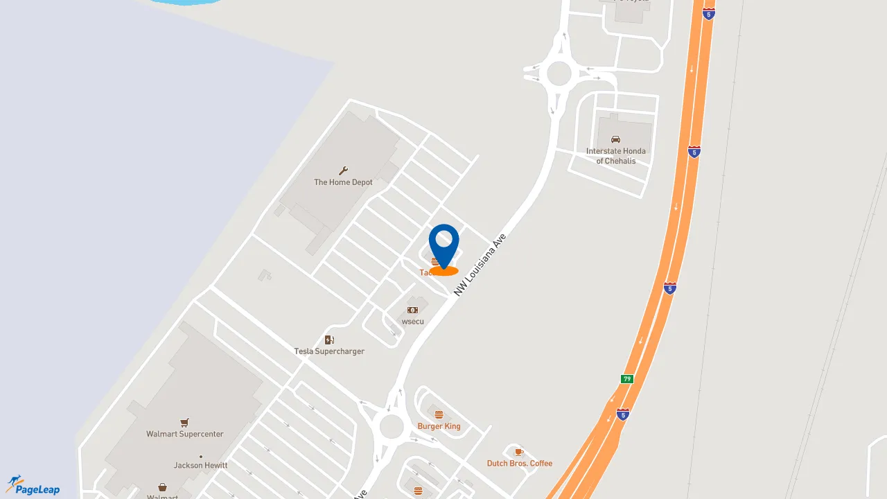 https://pageleap.com map showing location of Taco Bell in Chehalis.