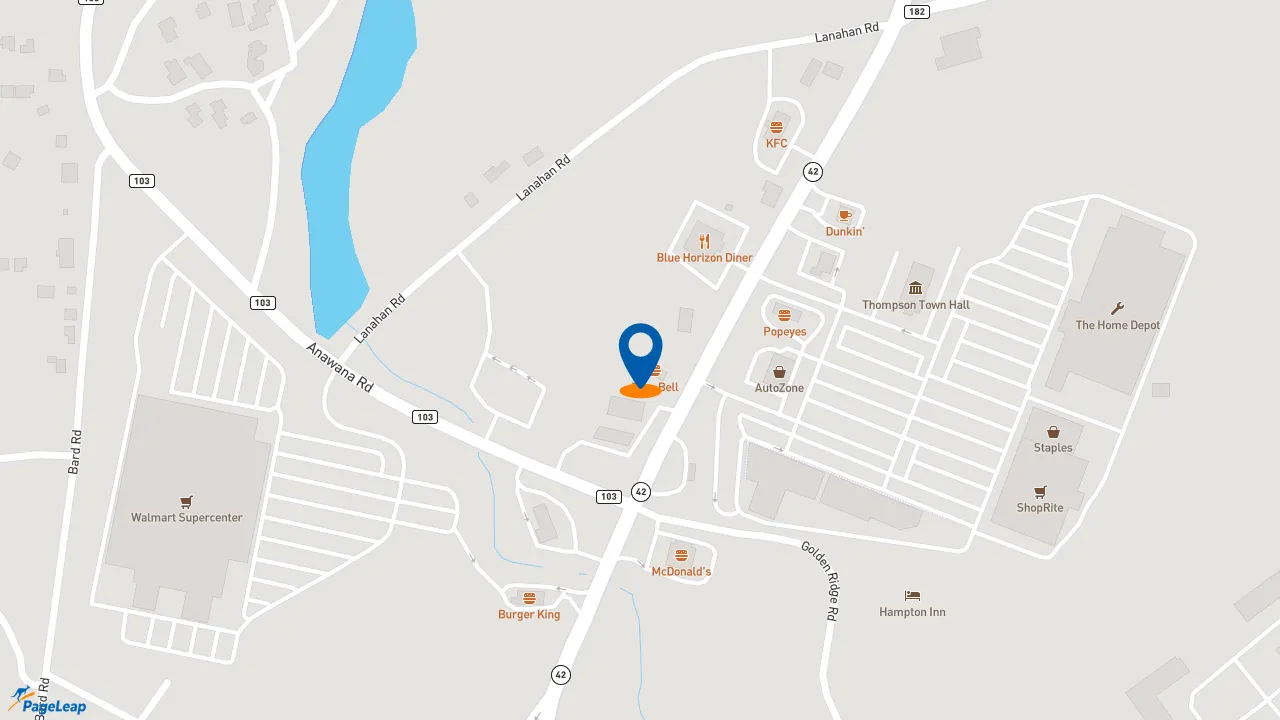https://pageleap.com map showing location of Taco Bell in Monticello.