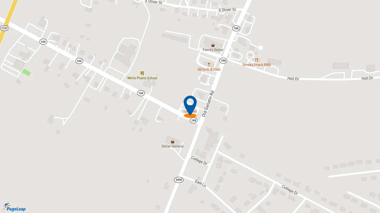 https://pageleap.com map showing location of Taco Bell in Scottsville.