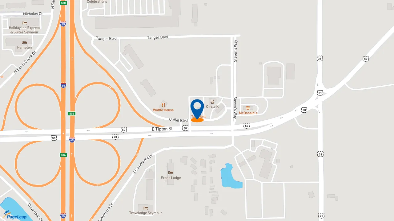 https://pageleap.com map showing location of Taco Bell in Seymour.