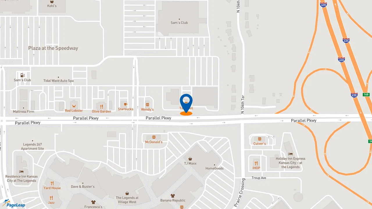 https://pageleap.com map showing location of Taco Bell in Kansas City.