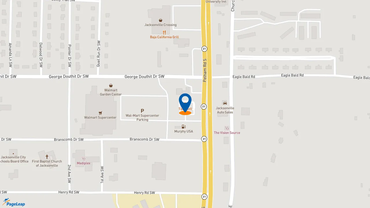 https://pageleap.com map showing location of Taco Bell in Jacksonville.