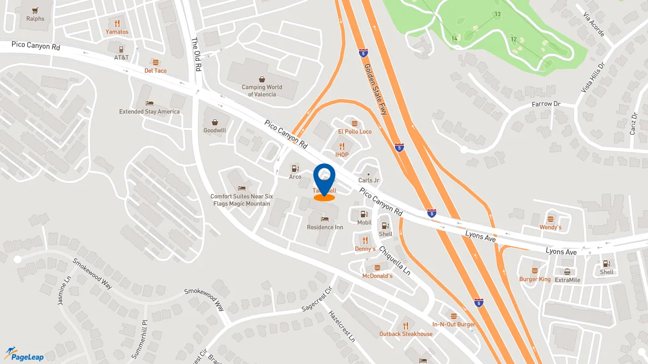https://pageleap.com map showing location of Taco Bell in Newhall.