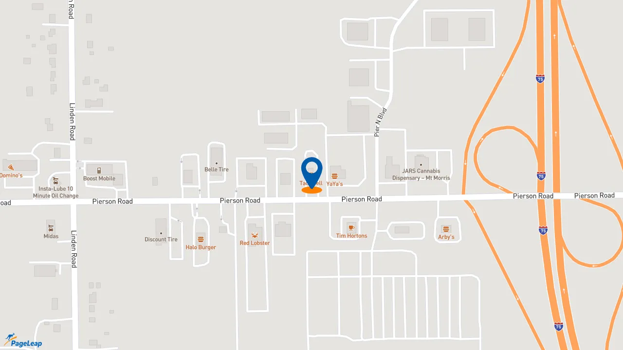 https://pageleap.com map showing location of Taco Bell in Flint.
