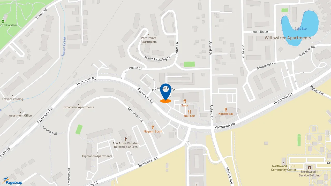 https://pageleap.com map showing location of Taco Bell in Ann Arbor.