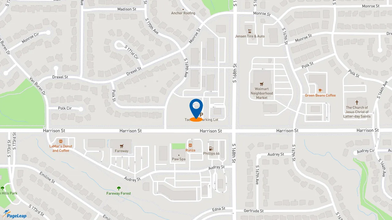 https://pageleap.com map showing location of Taco Bell in Omaha.