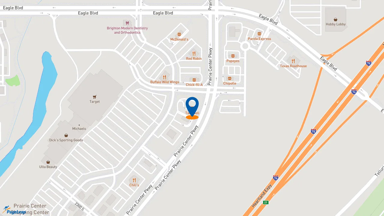 https://pageleap.com map showing location of Taco Bell in Brighton.