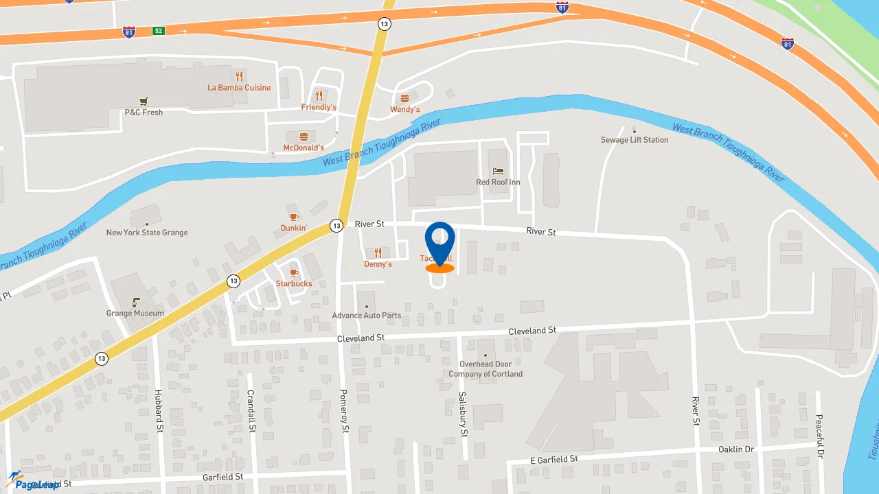 https://pageleap.com map showing location of Taco Bell in Cortland.