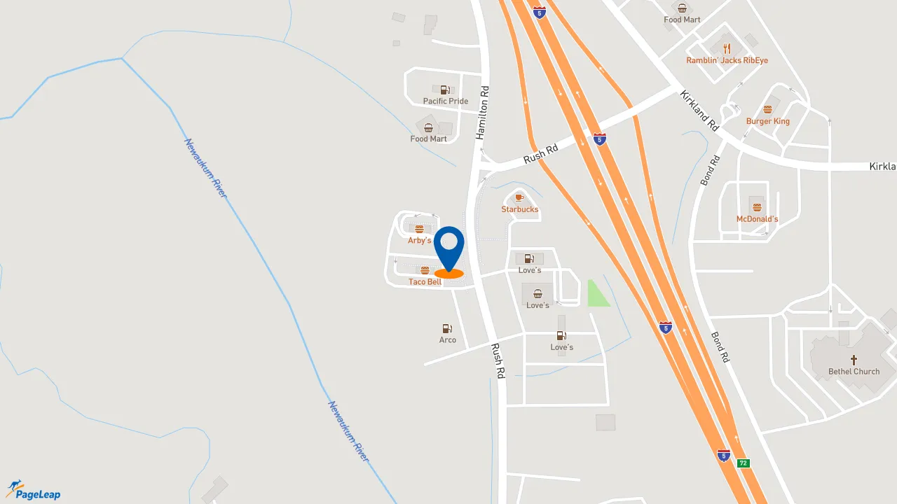 https://pageleap.com map showing location of Taco Bell in Napavine.