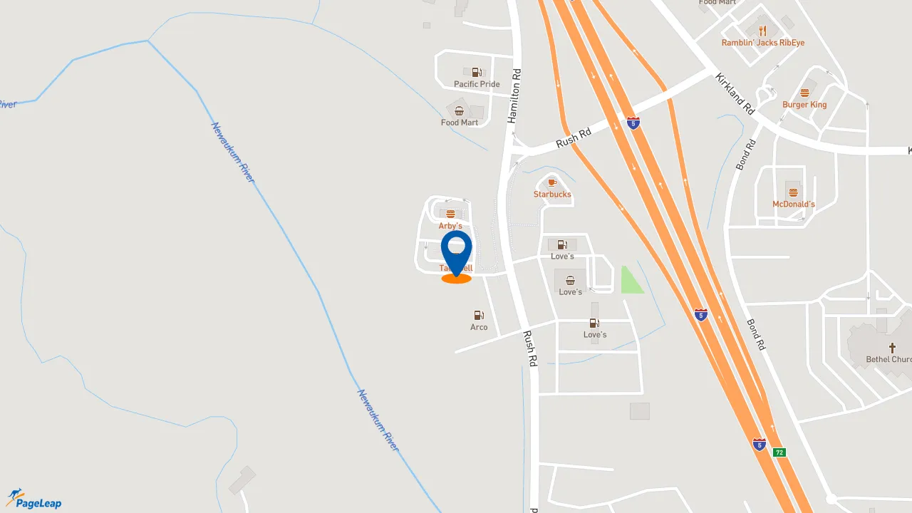 https://pageleap.com map showing location of Taco Bell in Napavine.