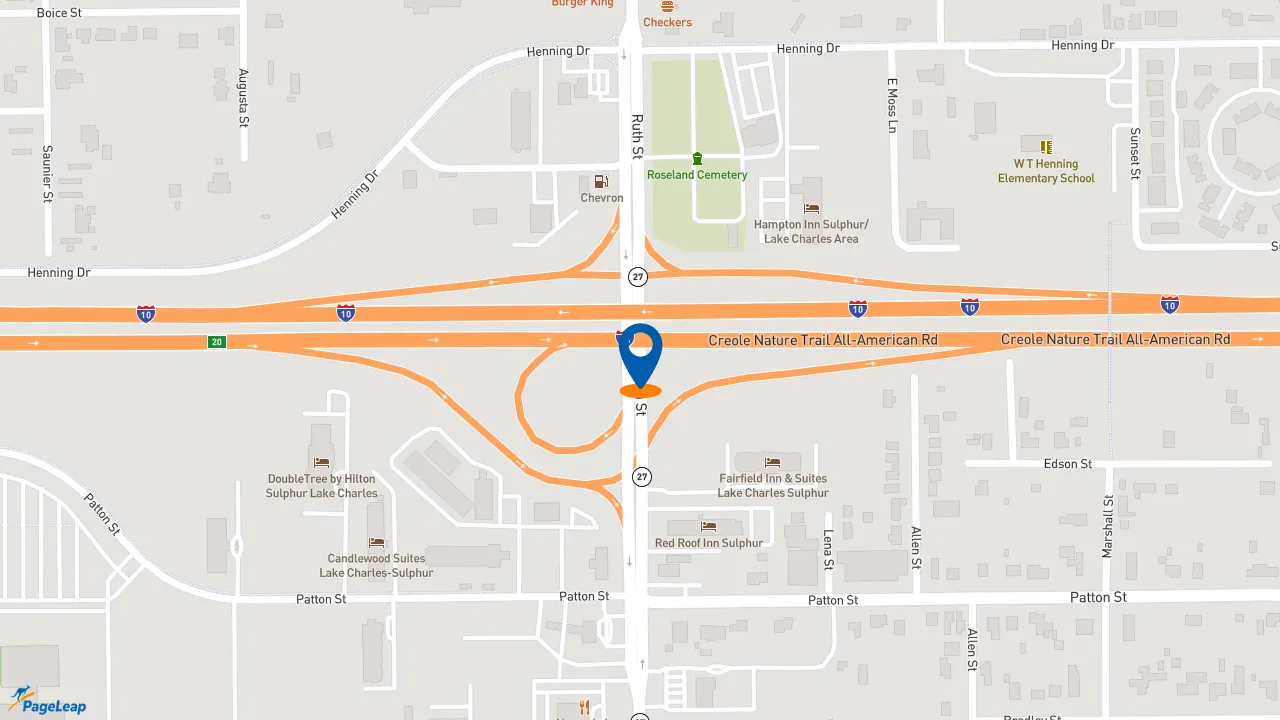 https://pageleap.com map showing location of Taco Bell in Sulphur.