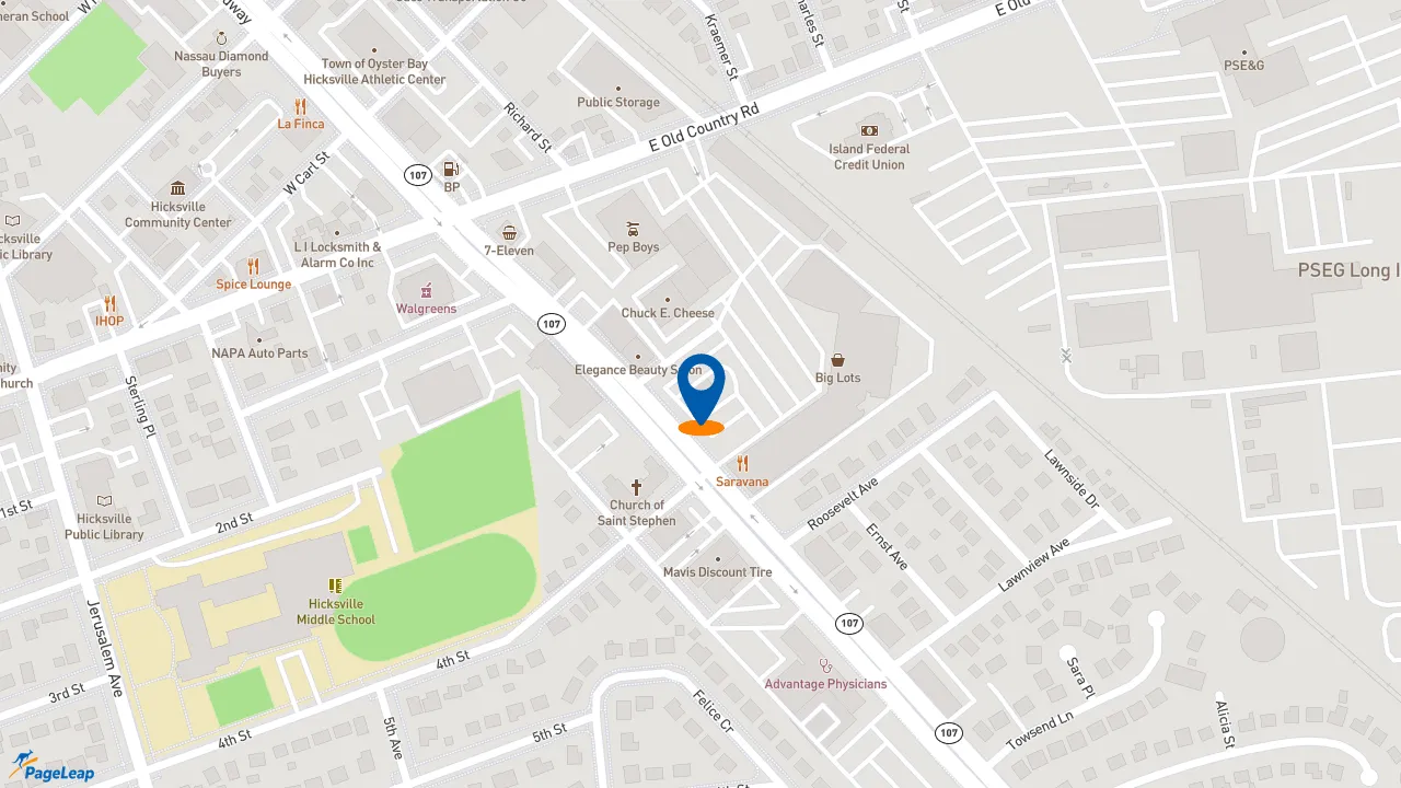 https://pageleap.com map showing location of Taco Bell in Hicksville.