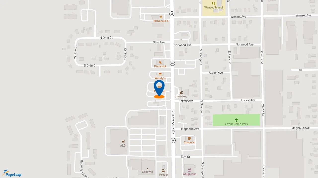 https://pageleap.com map showing location of Taco Bell in Sturgis.