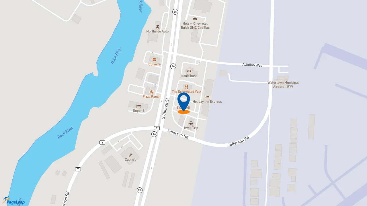 https://pageleap.com map showing location of Taco Bell in Watertown.