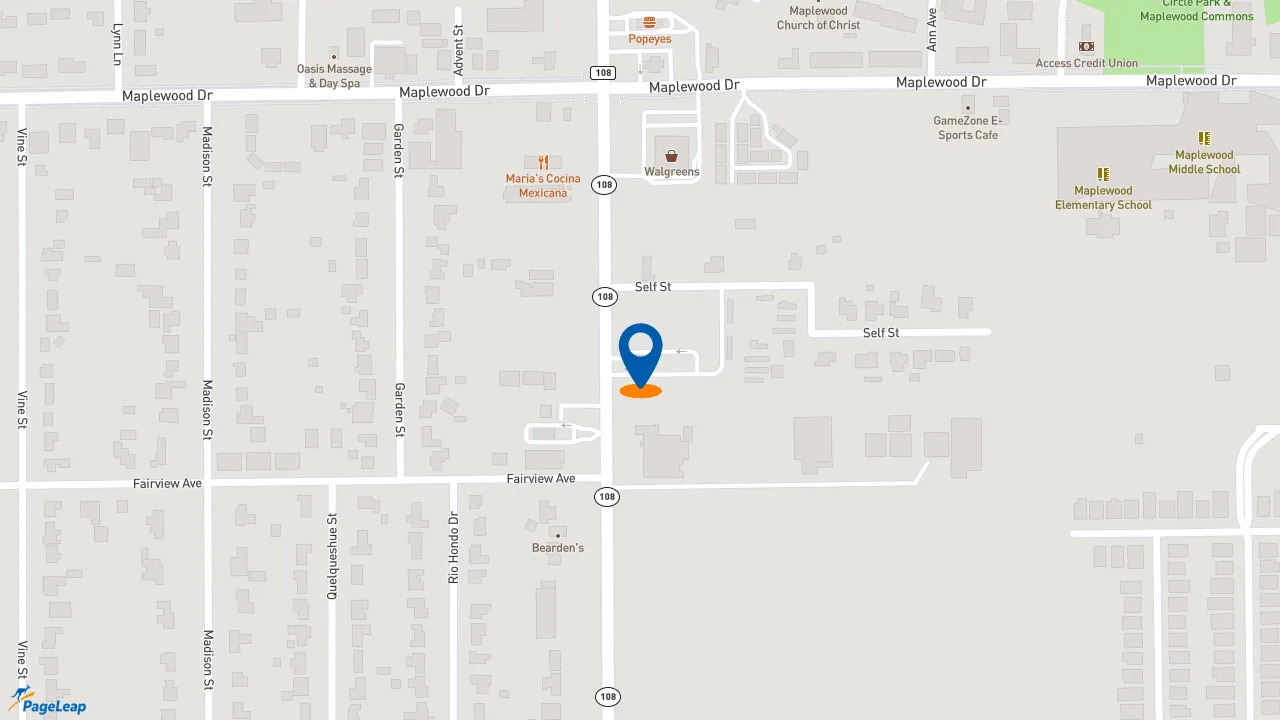 https://pageleap.com map showing location of Taco Bell in Sulphur.
