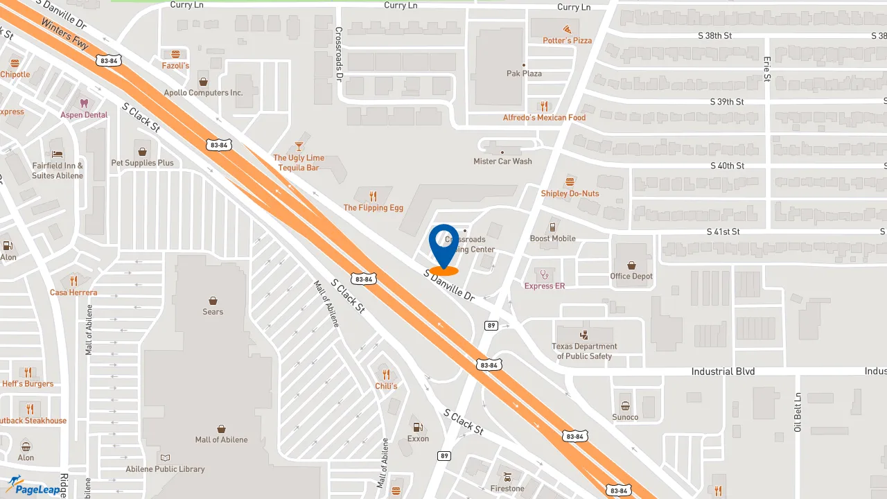 https://pageleap.com map showing location of Taco Bell in Abilene.