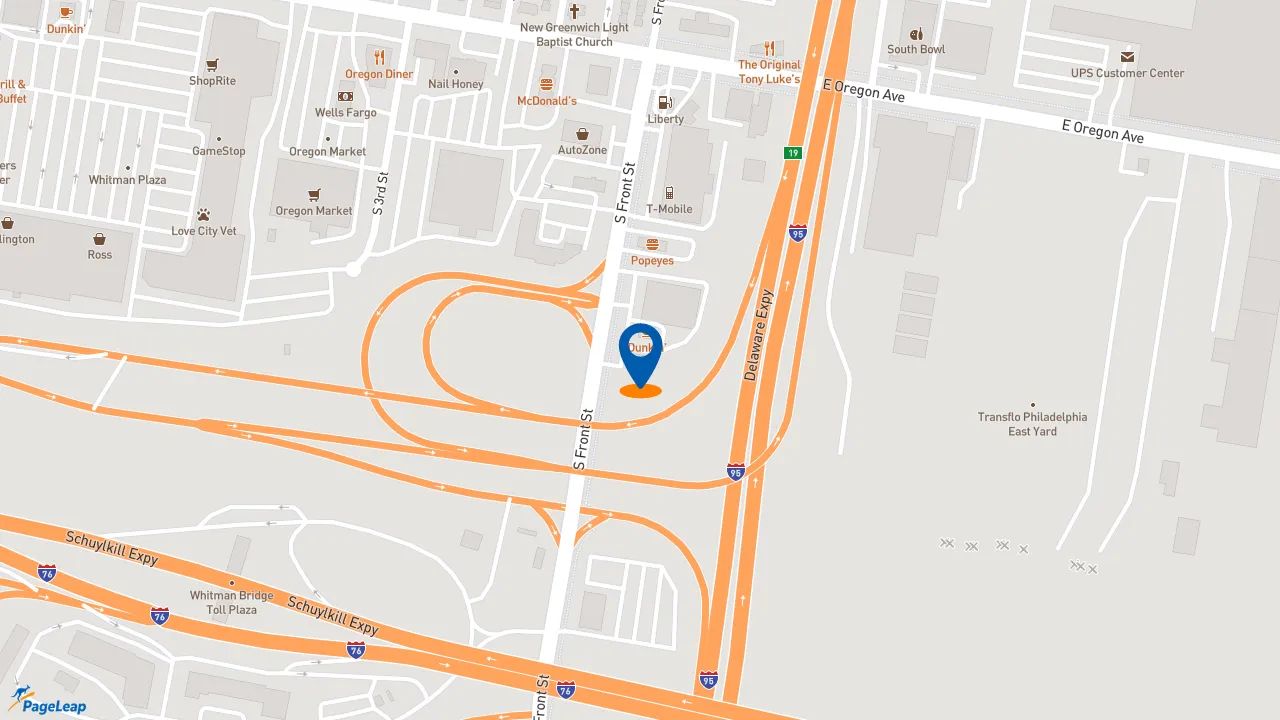https://pageleap.com map showing location of Taco Bell in Philadelphia.