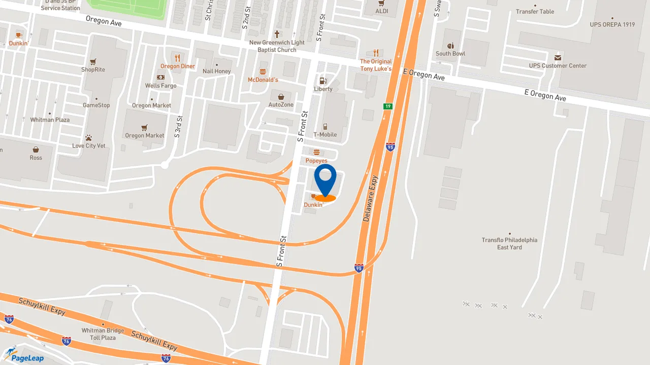 https://pageleap.com map showing location of Taco Bell in Philadelphia.