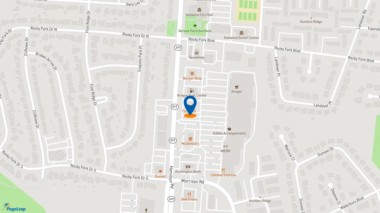 https://pageleap.com map showing location of Taco Bell in Gahanna.