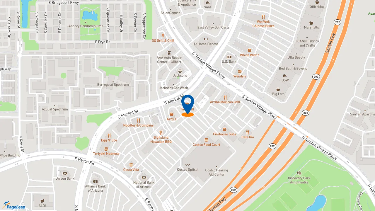 https://pageleap.com map showing location of Taco Bell in Gilbert.