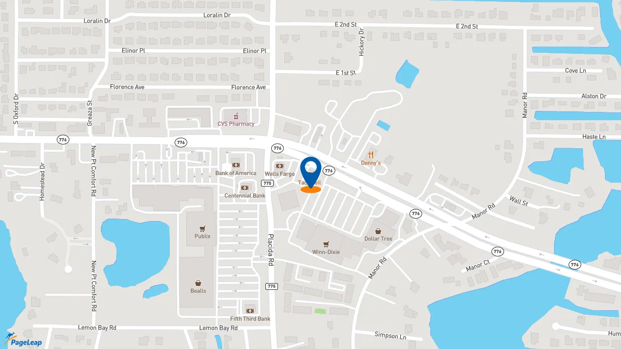 https://pageleap.com map showing location of Taco Bell in Englewood.