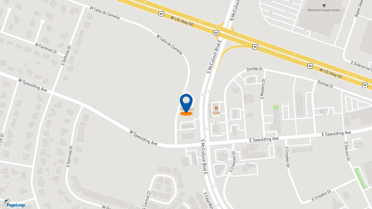 https://pageleap.com map showing location of Taco Bell in Pueblo West.