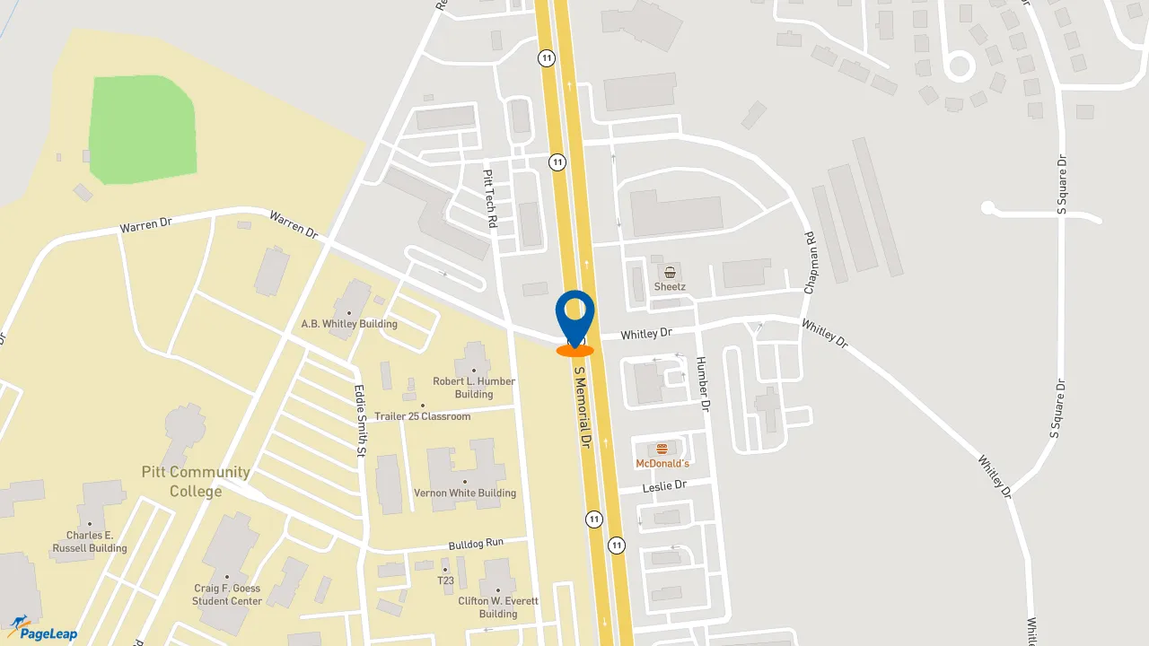 https://pageleap.com map showing location of Taco Bell in Winterville.