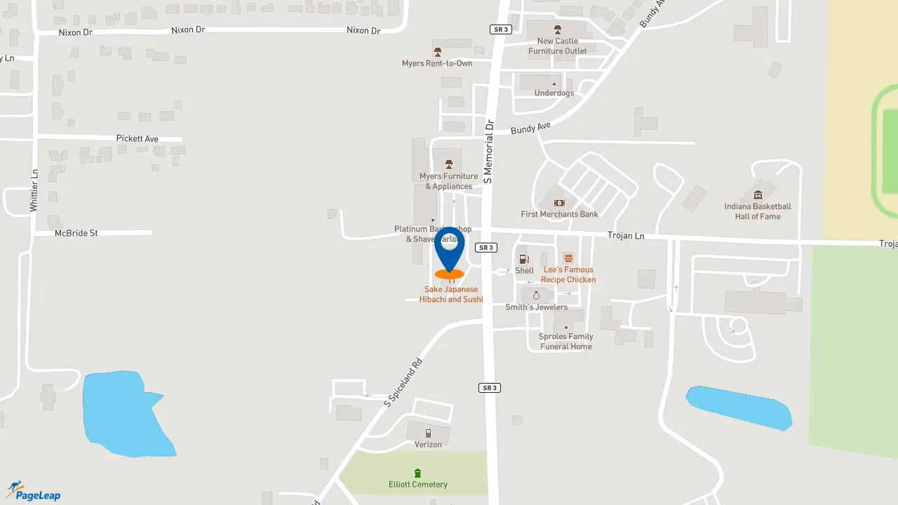 https://pageleap.com map showing location of Taco Bell in New Castle.