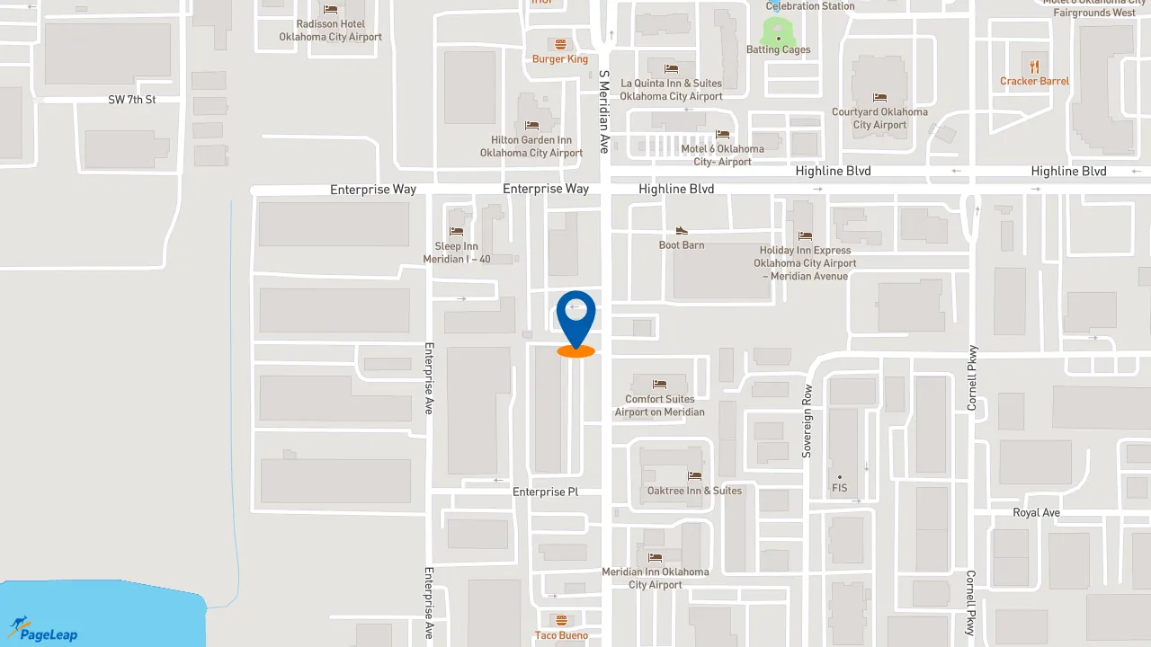 https://pageleap.com map showing location of Taco Bell in Oklahoma City.