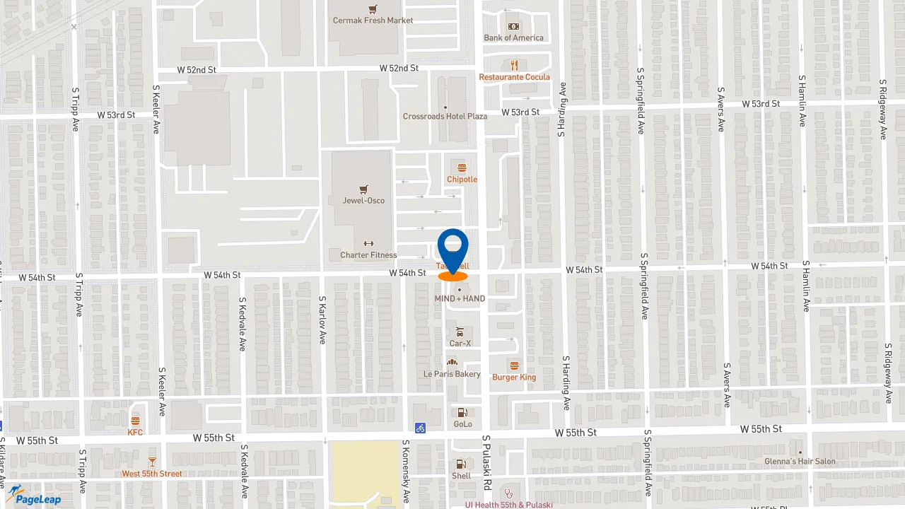 https://pageleap.com map showing location of Taco Bell in Chicago.