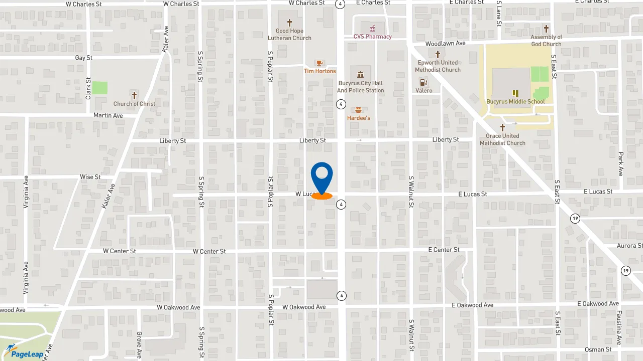 https://pageleap.com map showing location of Taco Bell in Bucyrus.