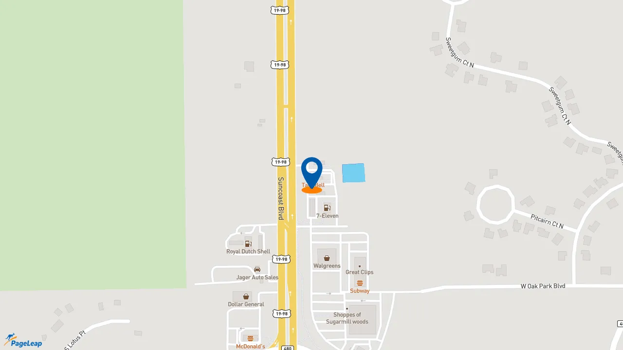 https://pageleap.com map showing location of Taco Bell in Homosassa.