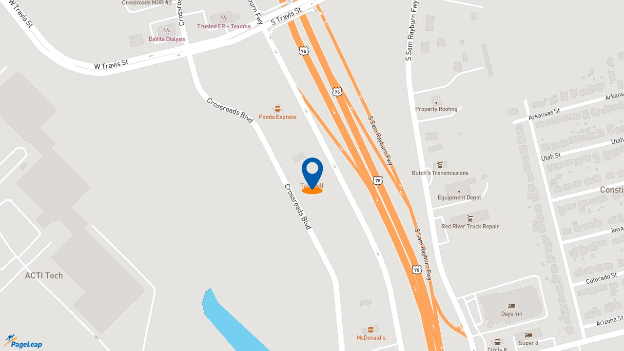 https://pageleap.com map showing location of Taco Bell in Sherman.