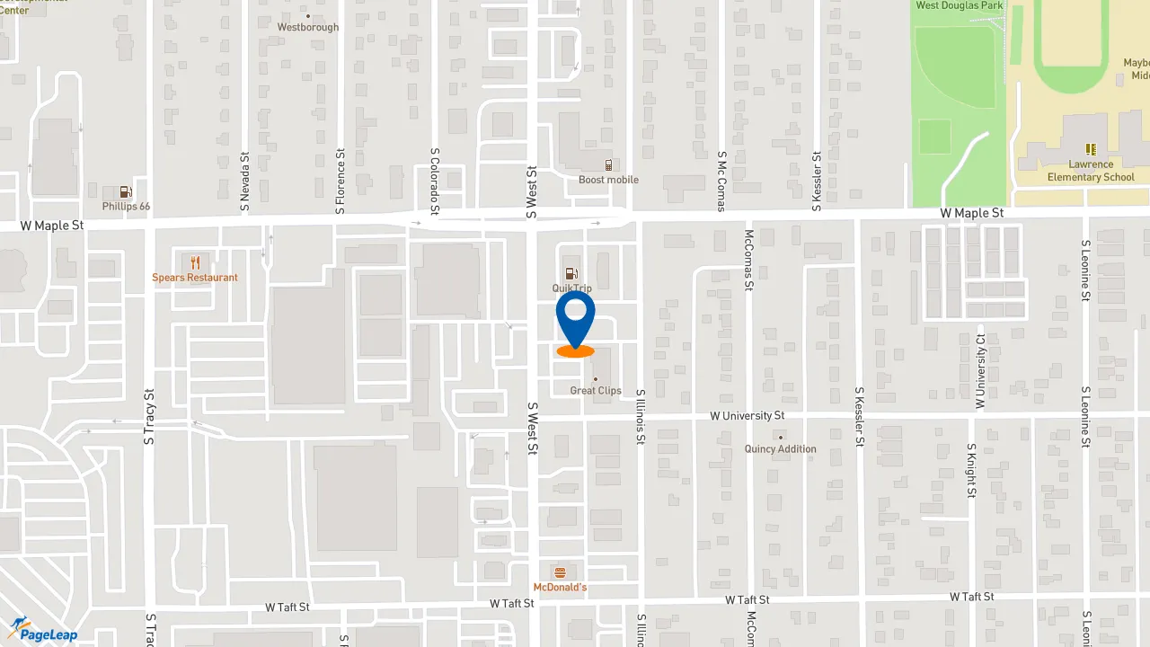 https://pageleap.com map showing location of Taco Bell in Wichita.