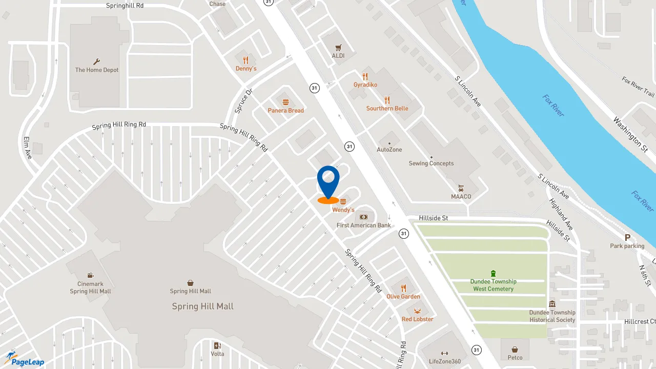 https://pageleap.com map showing location of Taco Bell in Carpentersville.