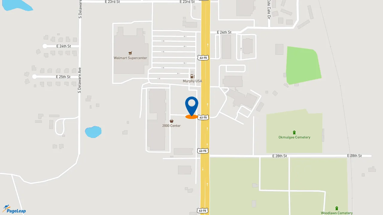 https://pageleap.com map showing location of Taco Bell in Okmulgee.