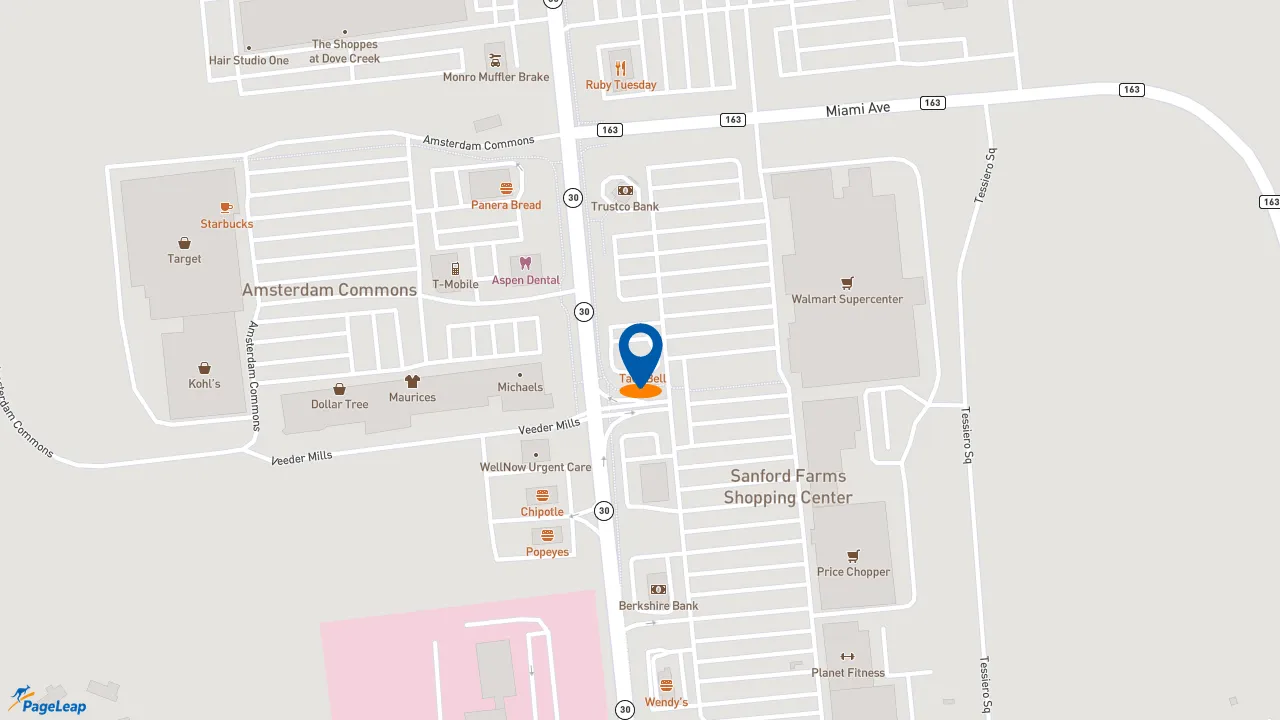 https://pageleap.com map showing location of Taco Bell in Amsterdam.