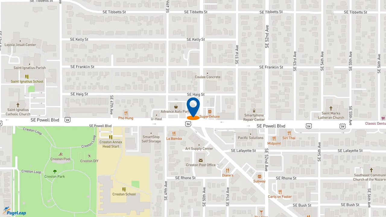 https://pageleap.com map showing location of Taco Bell in Portland.