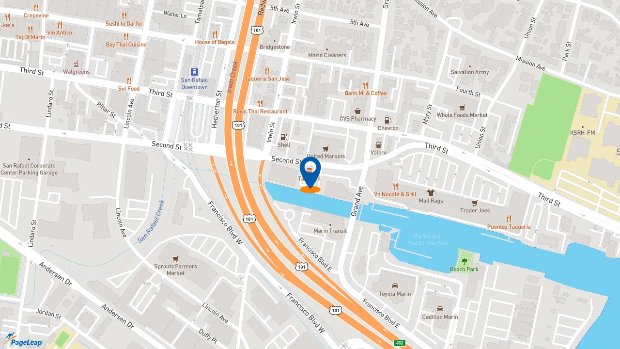 https://pageleap.com map showing location of Taco Bell in San Rafael.