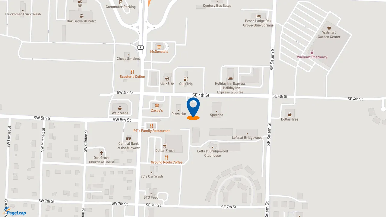 https://pageleap.com map showing location of Taco Bell in Oak Grove.