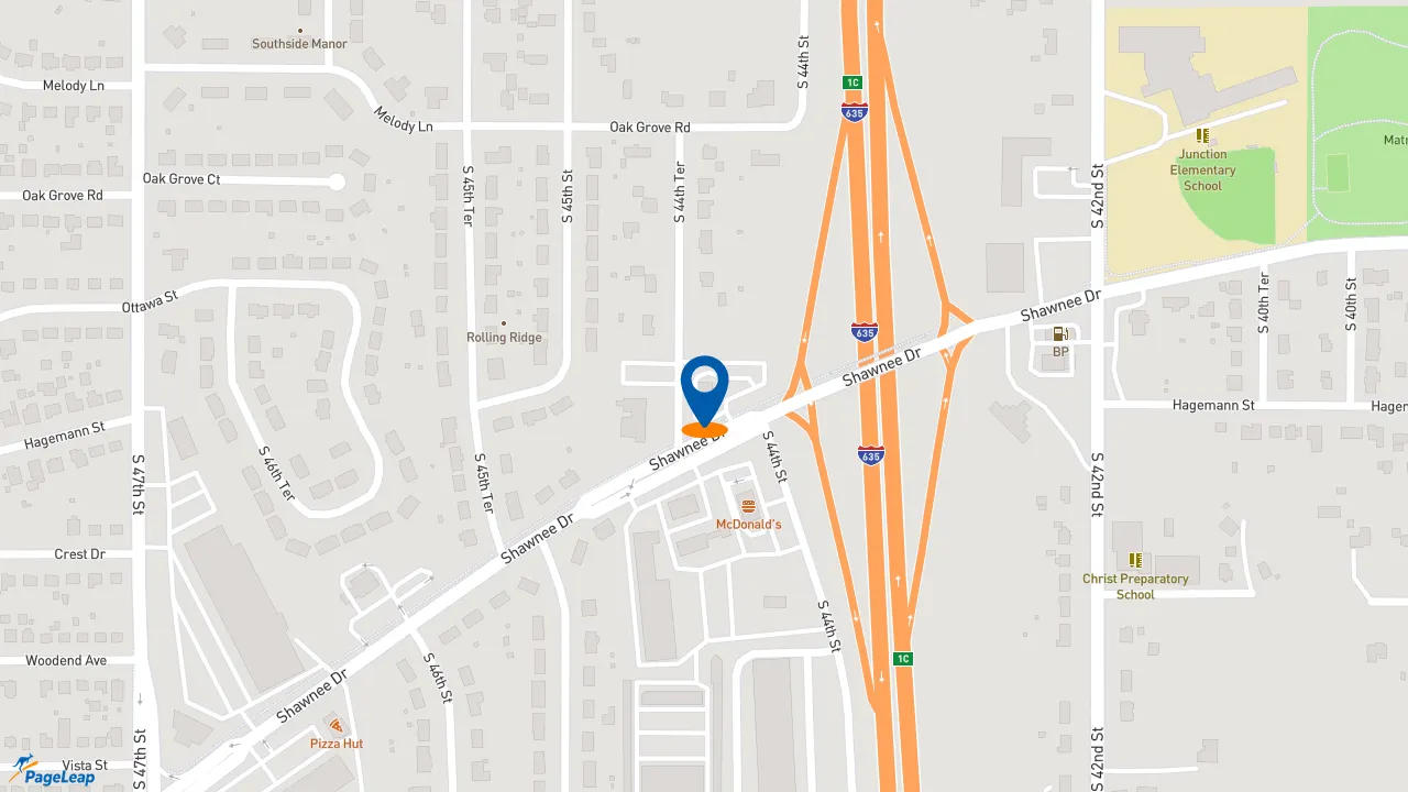 https://pageleap.com map showing location of Taco Bell in Kansas City.